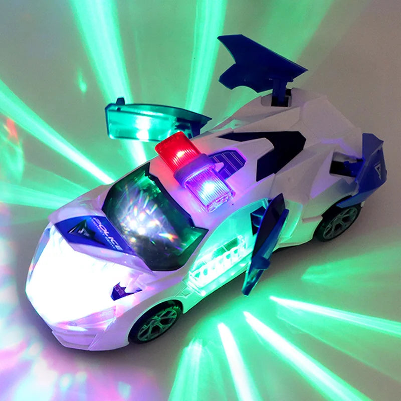 Electric Rotating Deformation Police Car Toy for Children - Ideal Christmas and Birthday Gift
