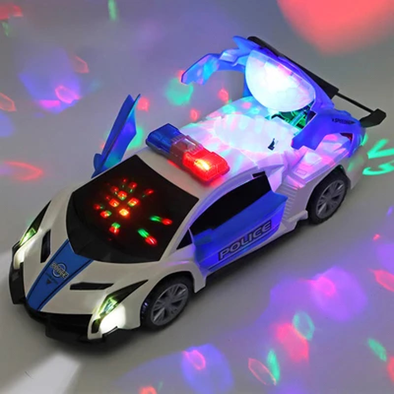 Electric Rotating Deformation Police Car Toy for Children - Ideal Christmas and Birthday Gift