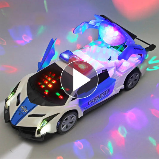 Electric Rotating Deformation Police Car Toy for Children - Ideal Christmas and Birthday Gift