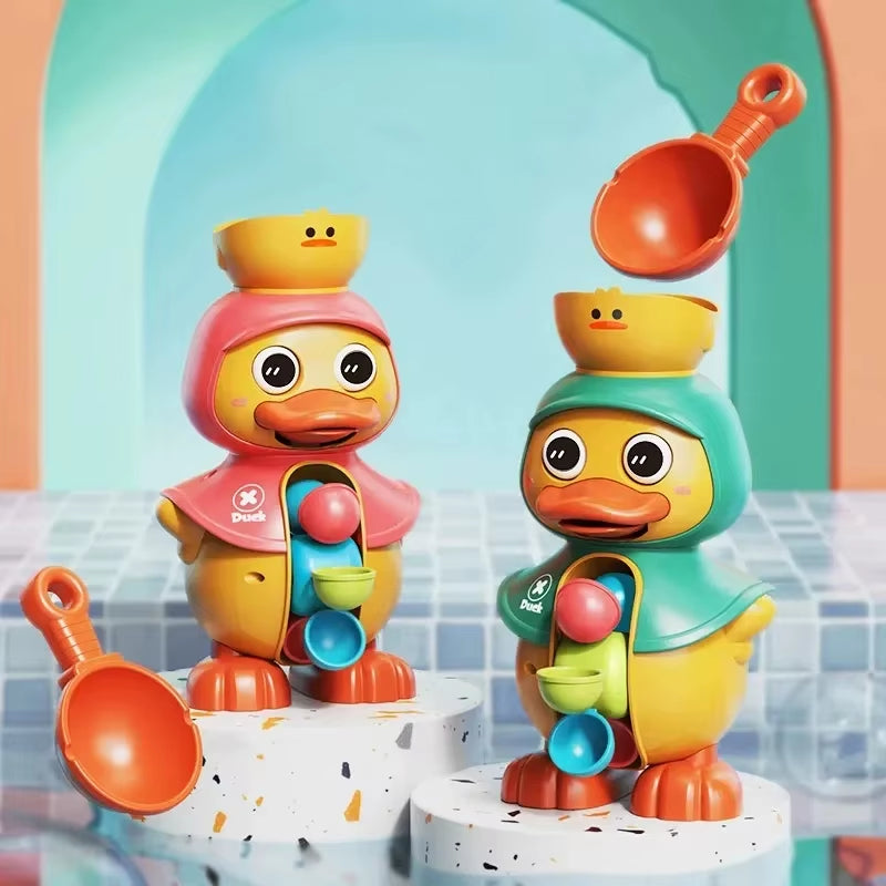 Children's Shower Bath Toys - Adorable Duck Bathtub Toys for Toddlers Aged 1-4 with Rotating Water Wheels and Powerful Suction for Bathroom Use
