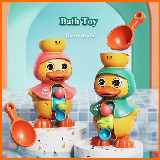 Children's Shower Bath Toys - Adorable Duck Bathtub Toys for Toddlers Aged 1-4 with Rotating Water Wheels and Powerful Suction for Bathroom Use
