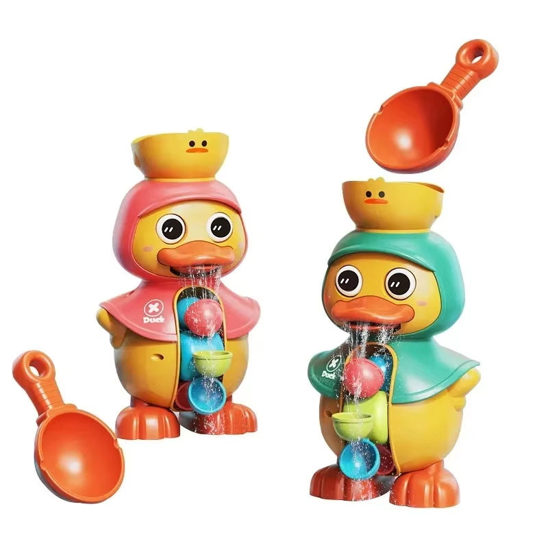 Children's Shower Bath Toys - Adorable Duck Bathtub Toys for Toddlers Aged 1-4 with Rotating Water Wheels and Powerful Suction for Bathroom Use