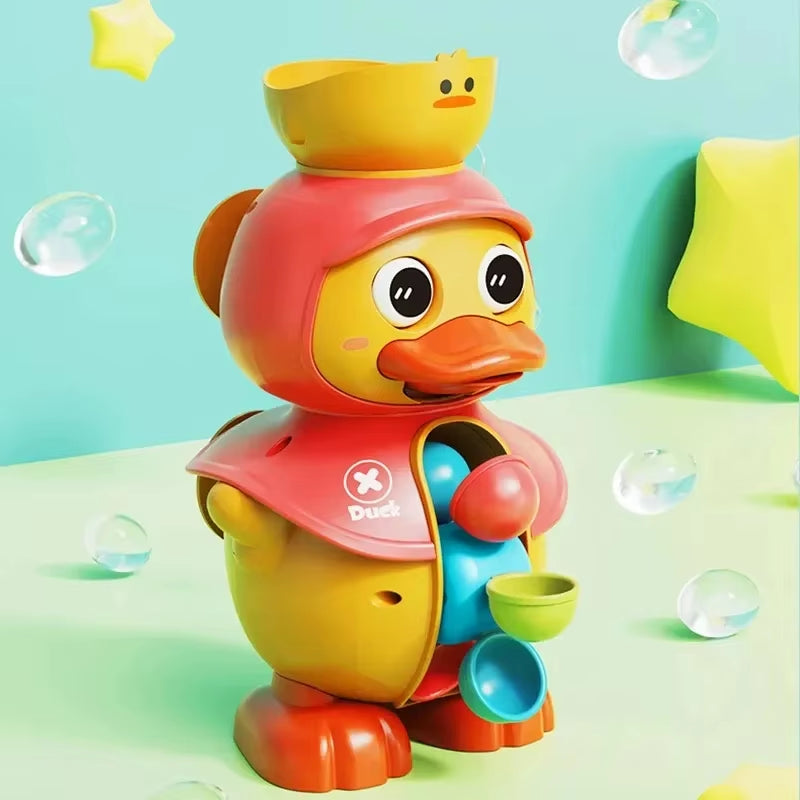 Children's Shower Bath Toys - Adorable Duck Bathtub Toys for Toddlers Aged 1-4 with Rotating Water Wheels and Powerful Suction for Bathroom Use